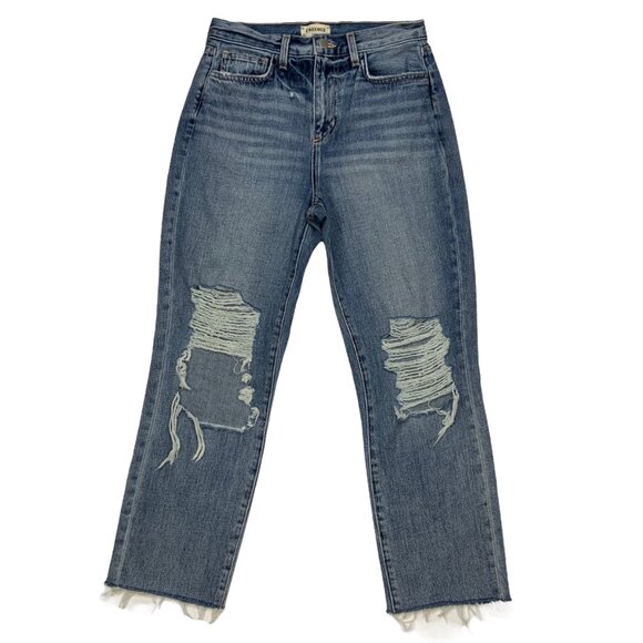 L'AGENCE Adele High Rise Crop Stovepipe Jean 25 Fallbrook Rip Knees - Picture 12 of 12